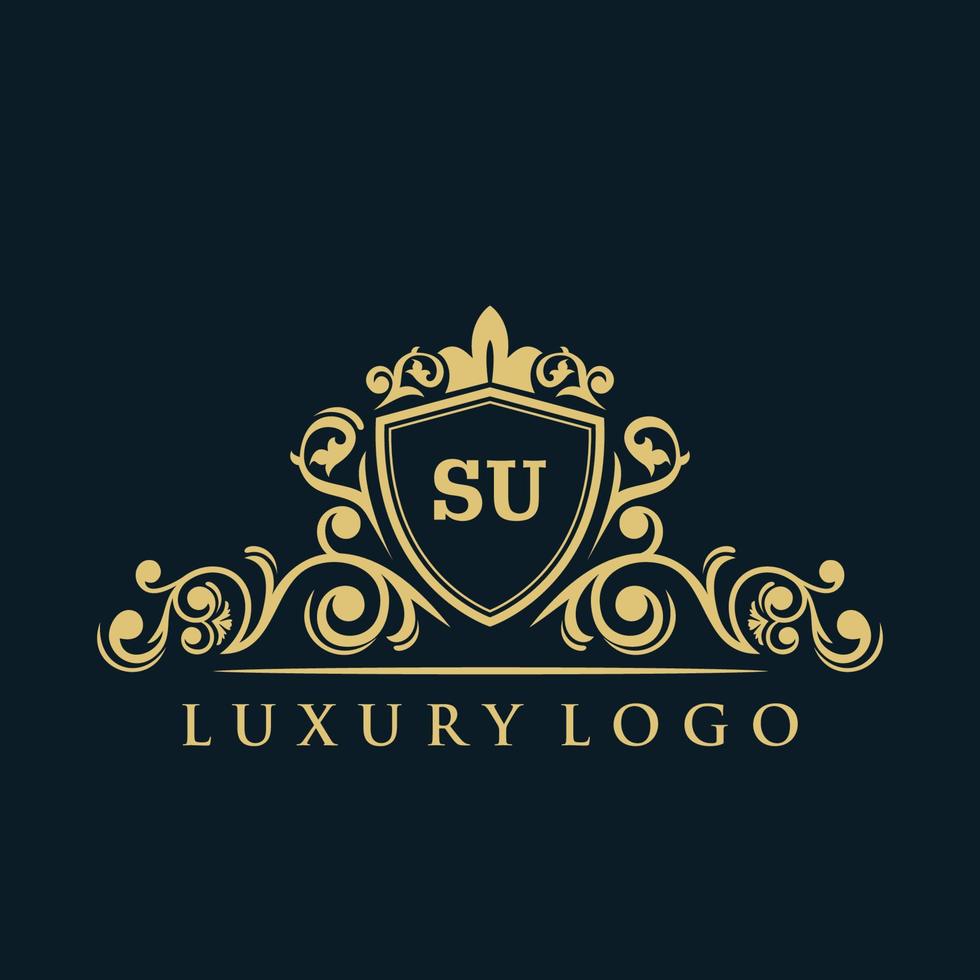 lettera su logo con lusso oro scudo. eleganza logo vettore modello.