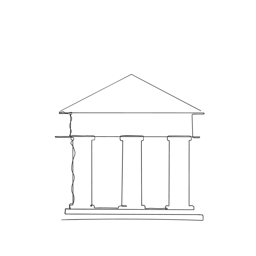 continuo linea disegno Tribunale Casa e banca icona illustrazione vettore