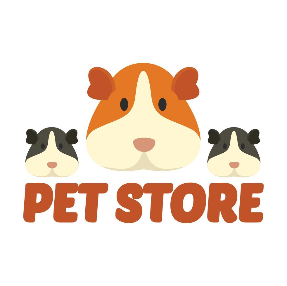 cavia animale domestico memorizzare logo, piatto stile vettore