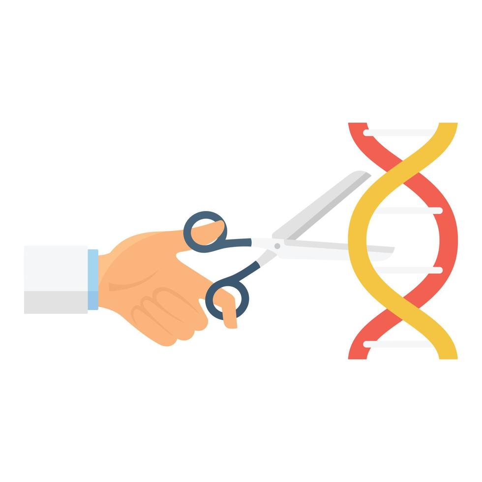 forbici tagliare dna icona, piatto stile vettore