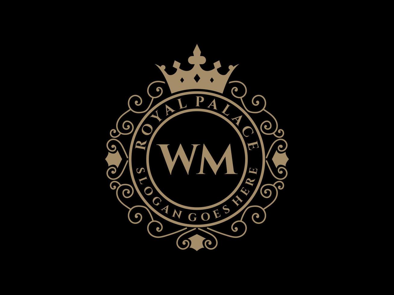 lettera wm antico reale lusso vittoriano logo con ornamentale telaio. vettore