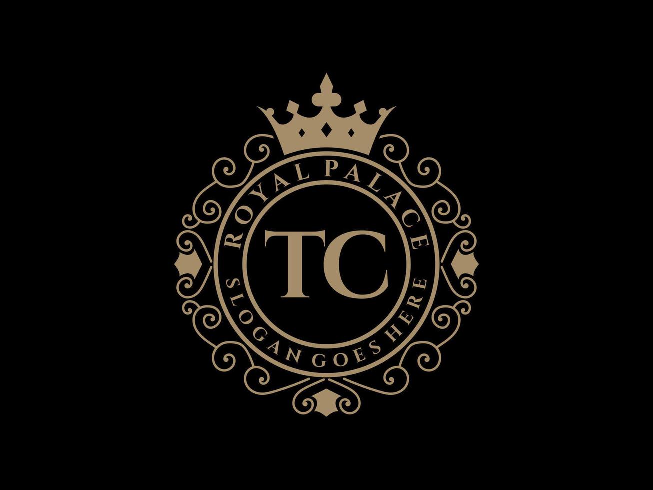 lettera tc antico reale lusso vittoriano logo con ornamentale telaio. vettore