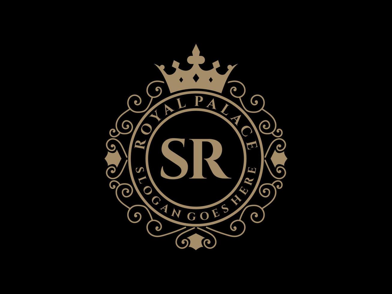 lettera sr antico reale lusso vittoriano logo con ornamentale telaio. vettore