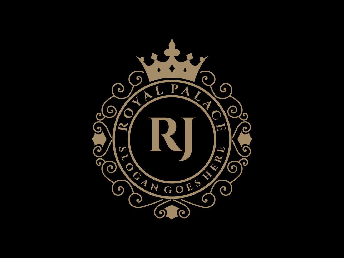 lettera rj antico reale lusso vittoriano logo con ornamentale telaio. vettore