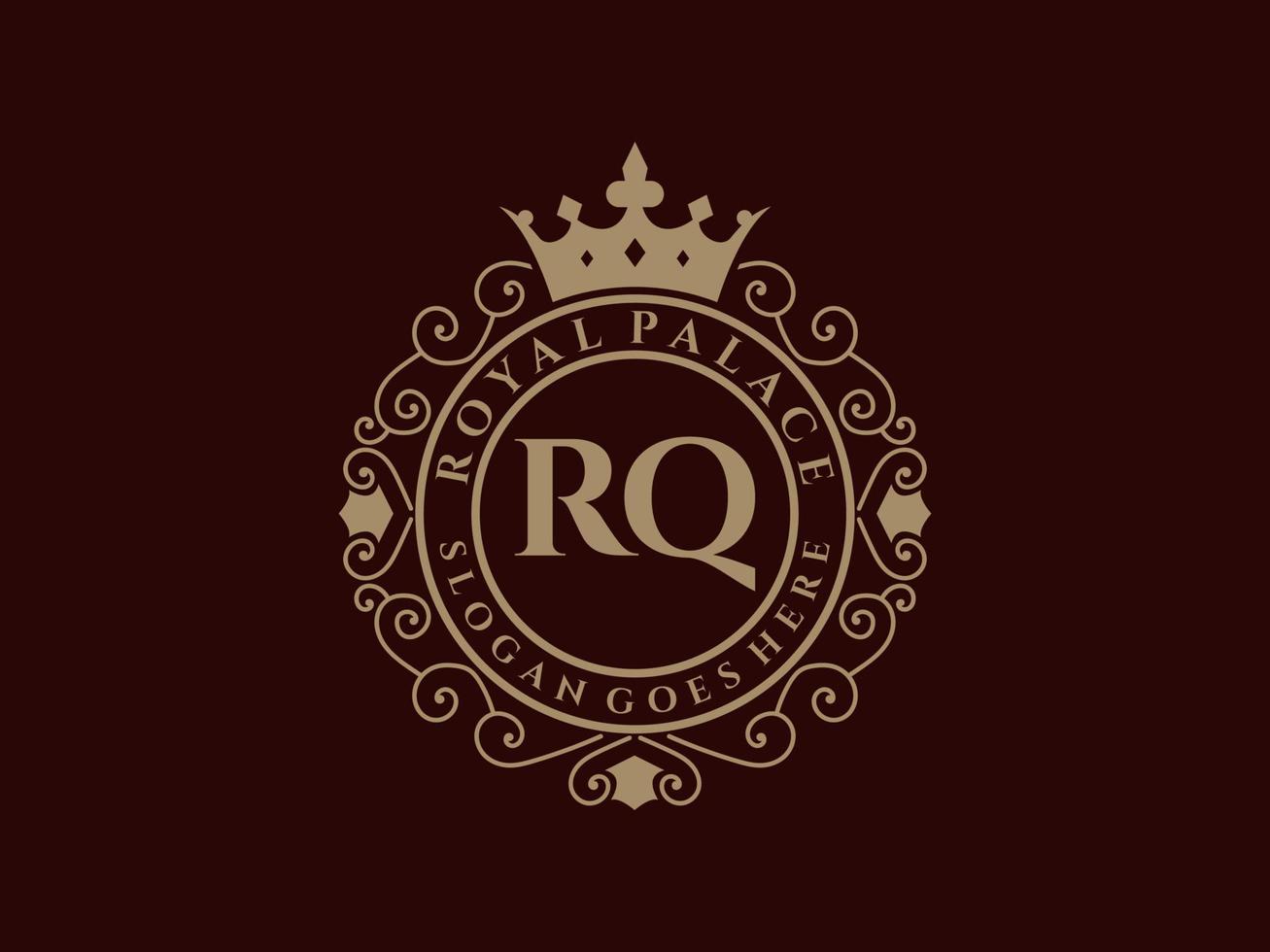 lettera rq antico reale lusso vittoriano logo con ornamentale telaio. vettore