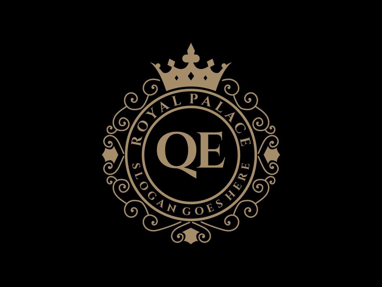 lettera qe antico reale lusso vittoriano logo con ornamentale telaio. vettore