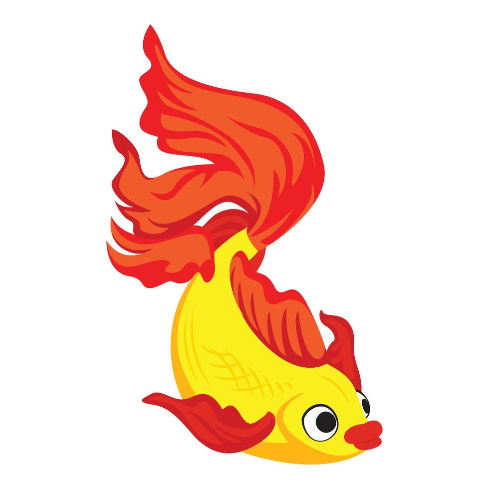 acquario pesce rosso icona, cartone animato stile vettore