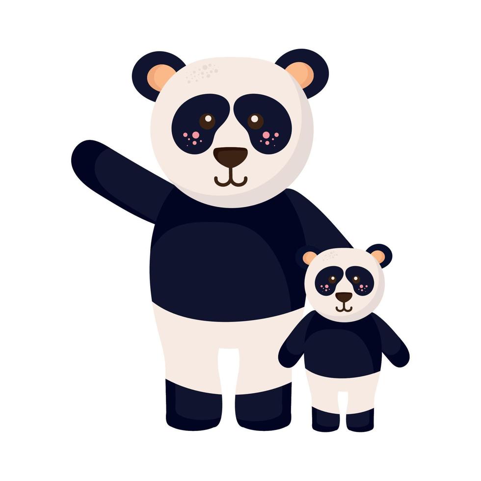 carino orsi panda famiglia vettore