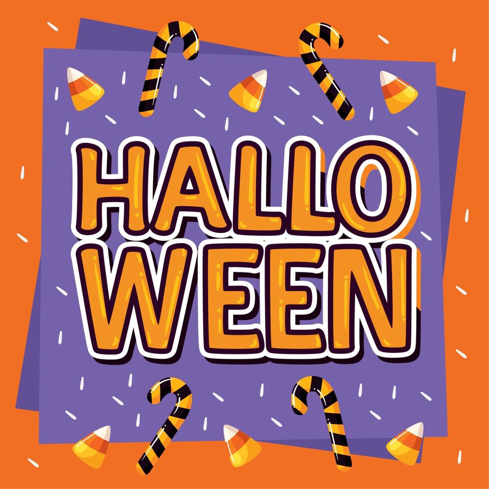 Halloween lettering con caramelle vettore