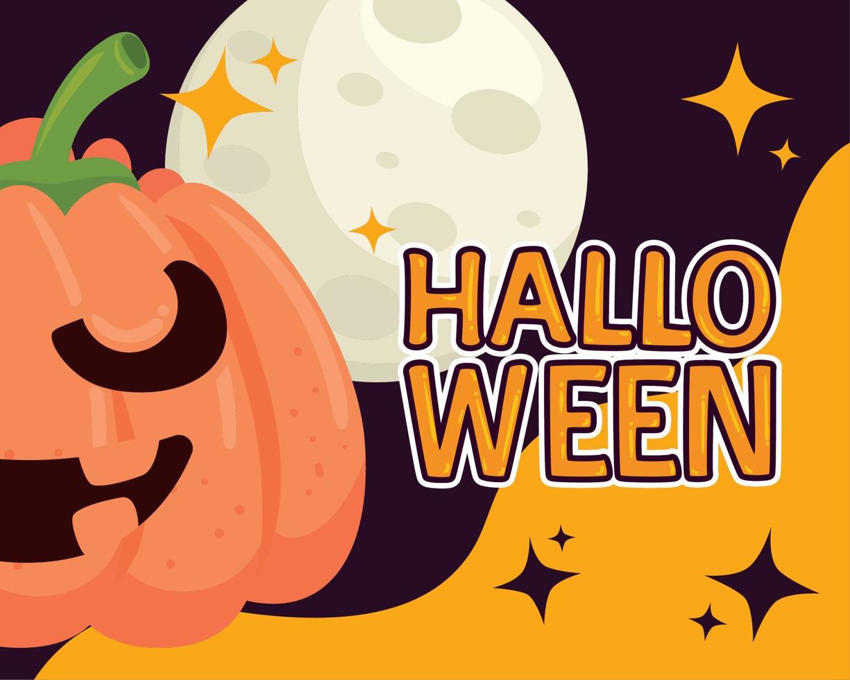 Halloween lettering con zucca vettore