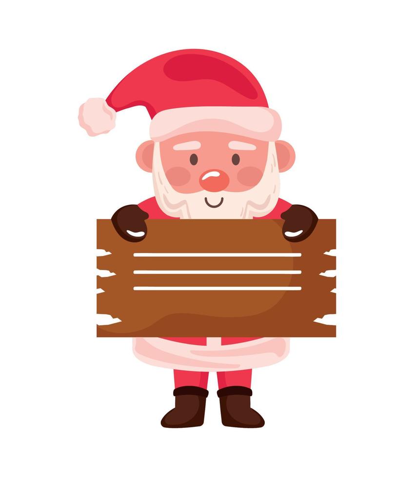 Santa Claus con di legno etichetta vettore