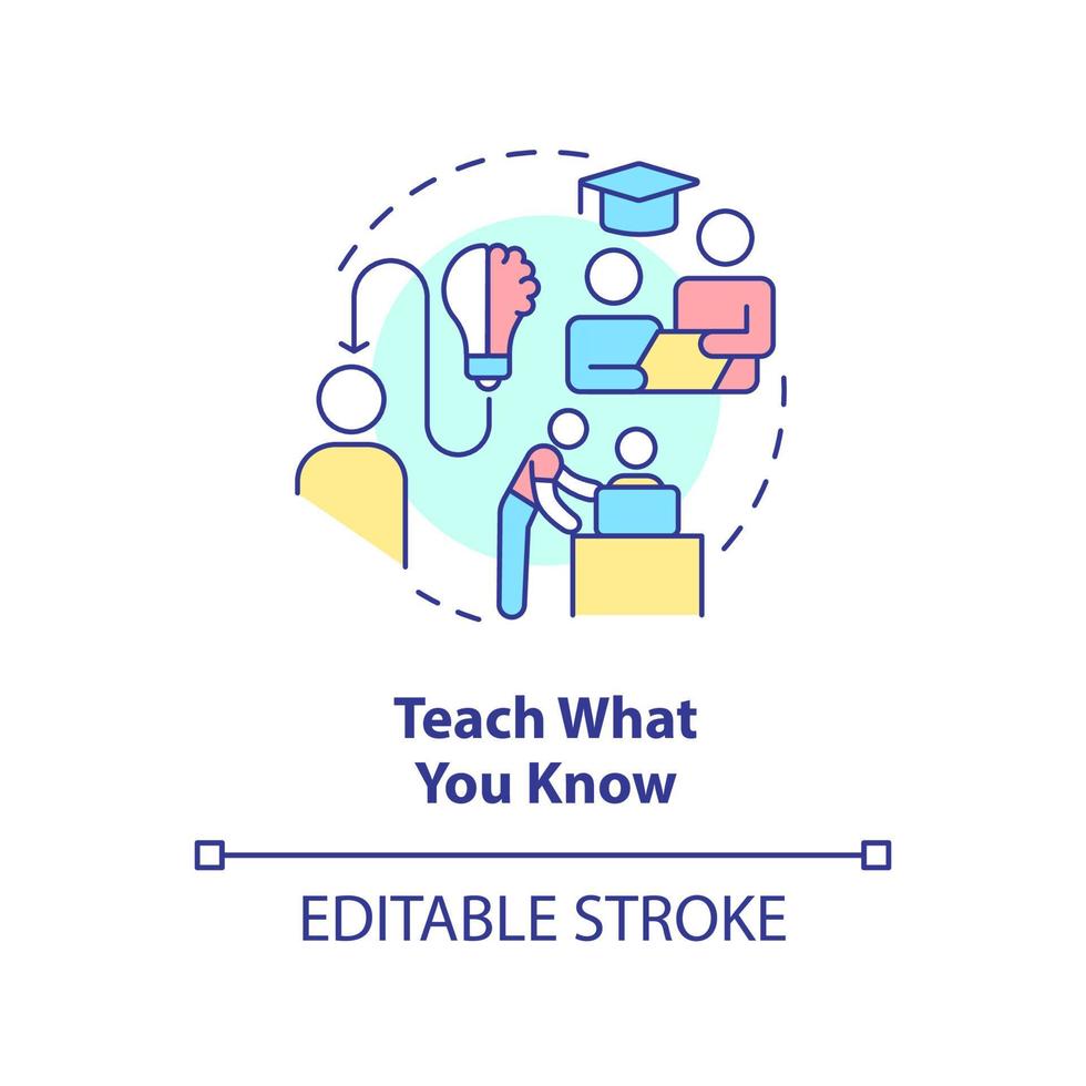 insegnare che cosa voi conoscere concetto icona. Condividere conoscenza. apprendimento tecnica astratto idea magro linea illustrazione. isolato schema disegno. modificabile ictus. vettore