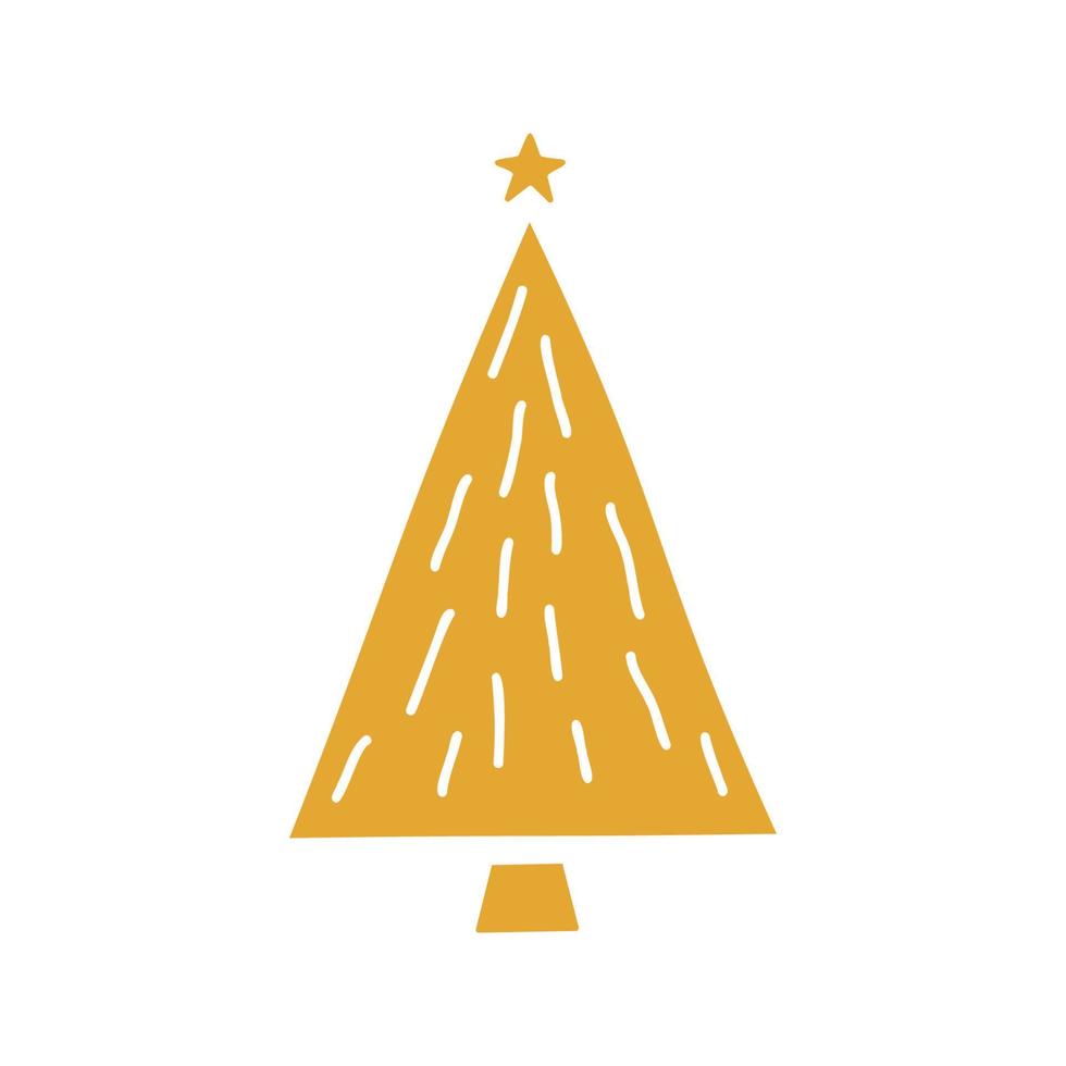 piatto mano disegnato Natale albero oro silhouette illustrazione vettore