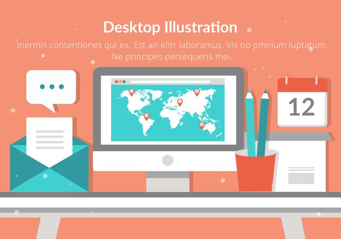 Illustrazione di design piatto vettoriale desktop gratuito