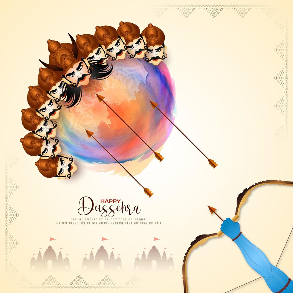 contento Dussehra e vijaya dashami Festival sfondo con dieci headed ravana design vettore