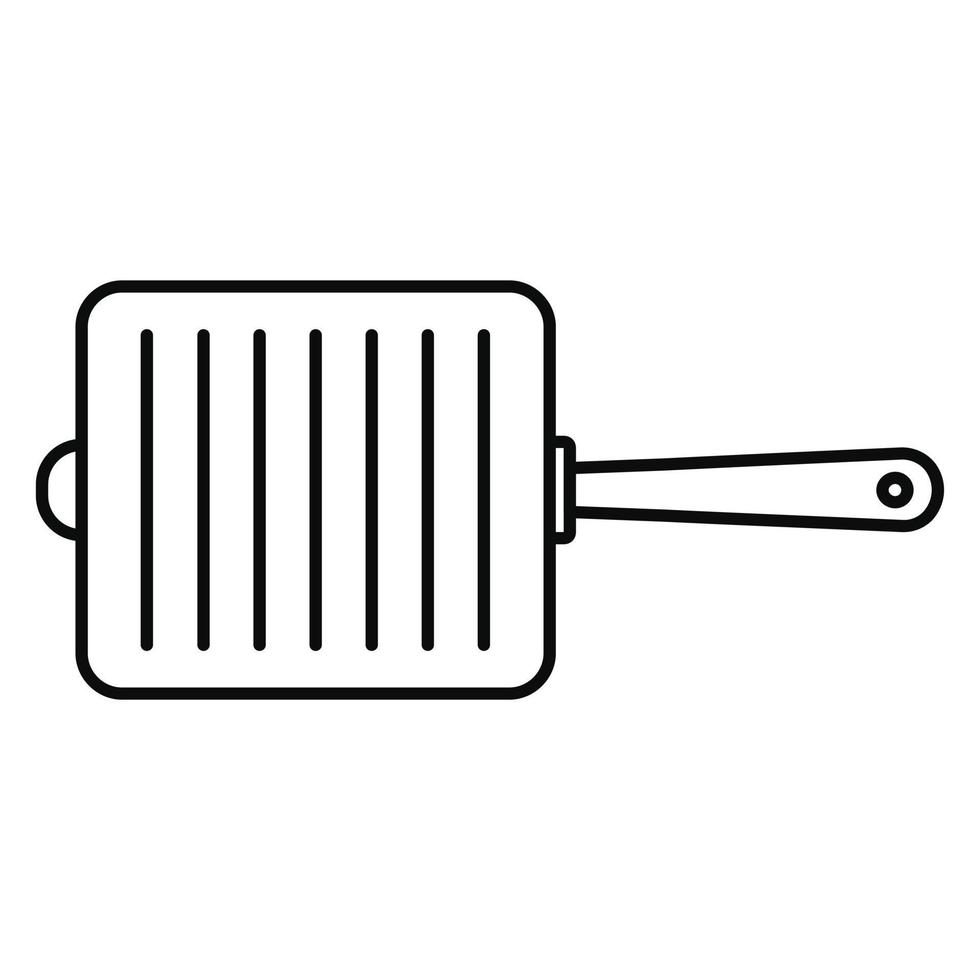 griglia friggere padella icona, schema stile vettore