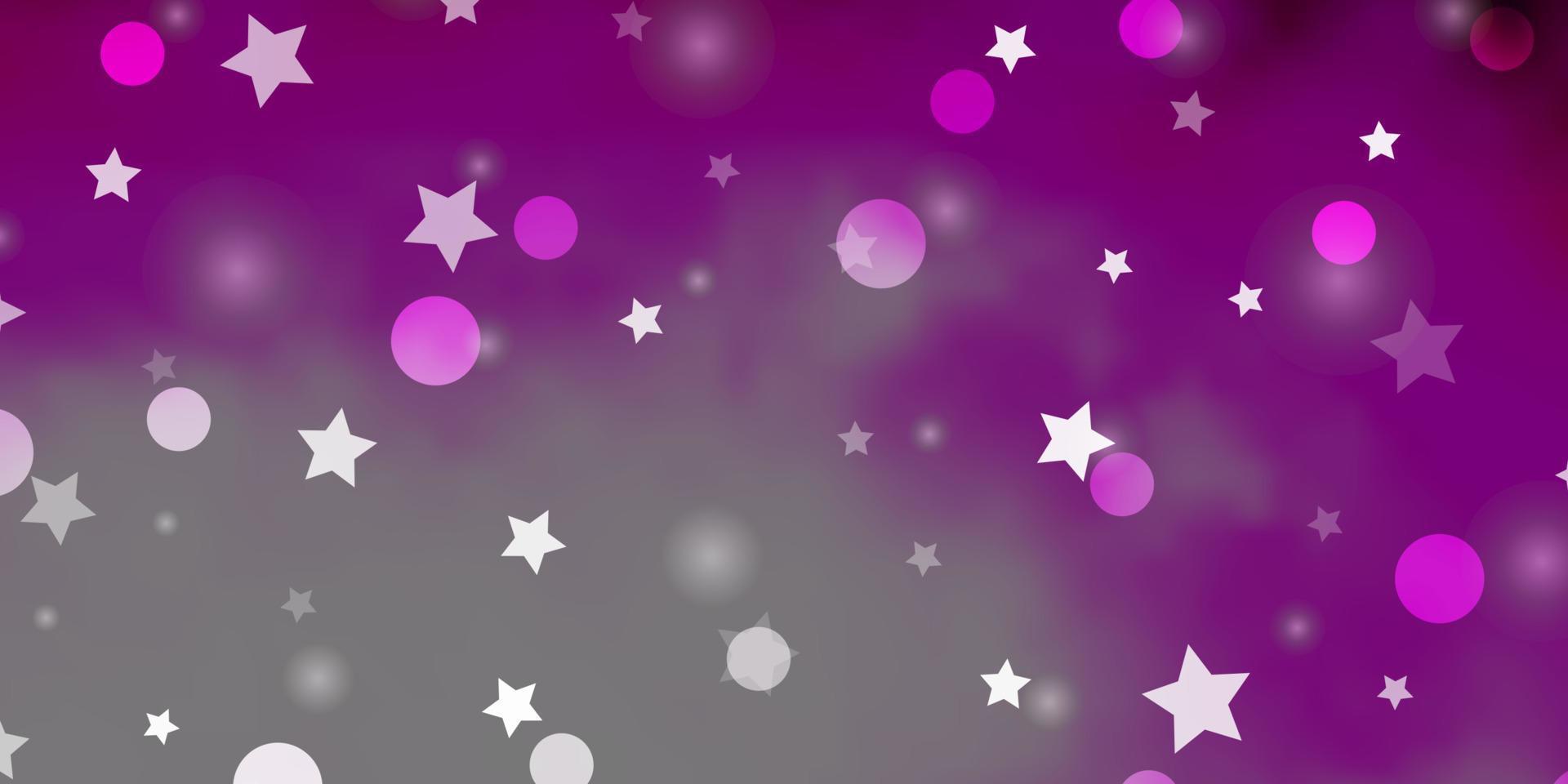 sfondo vettoriale rosa chiaro con cerchi, stelle.