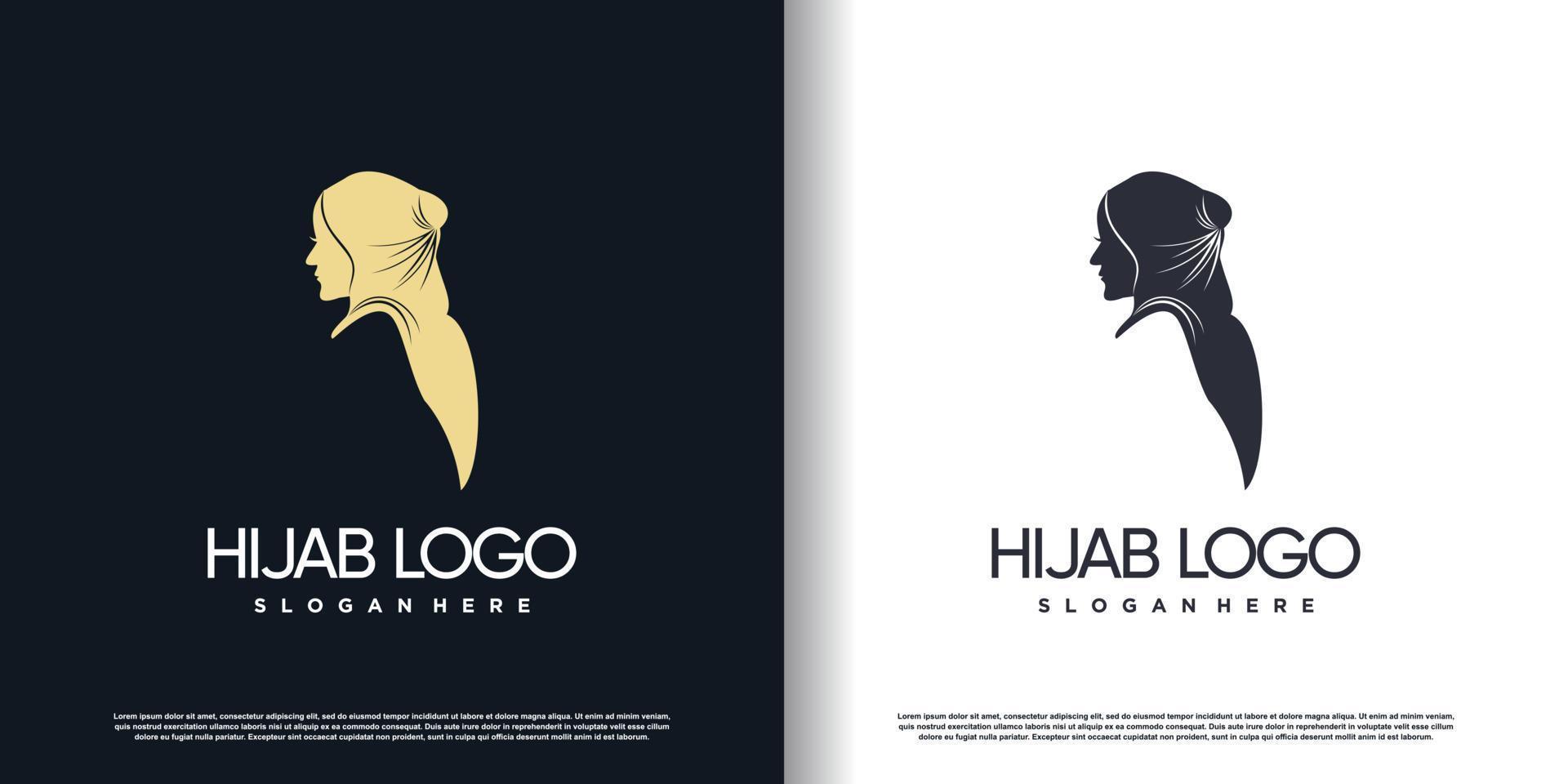 bellezza hijab logo design con moderno concetto premio vettore