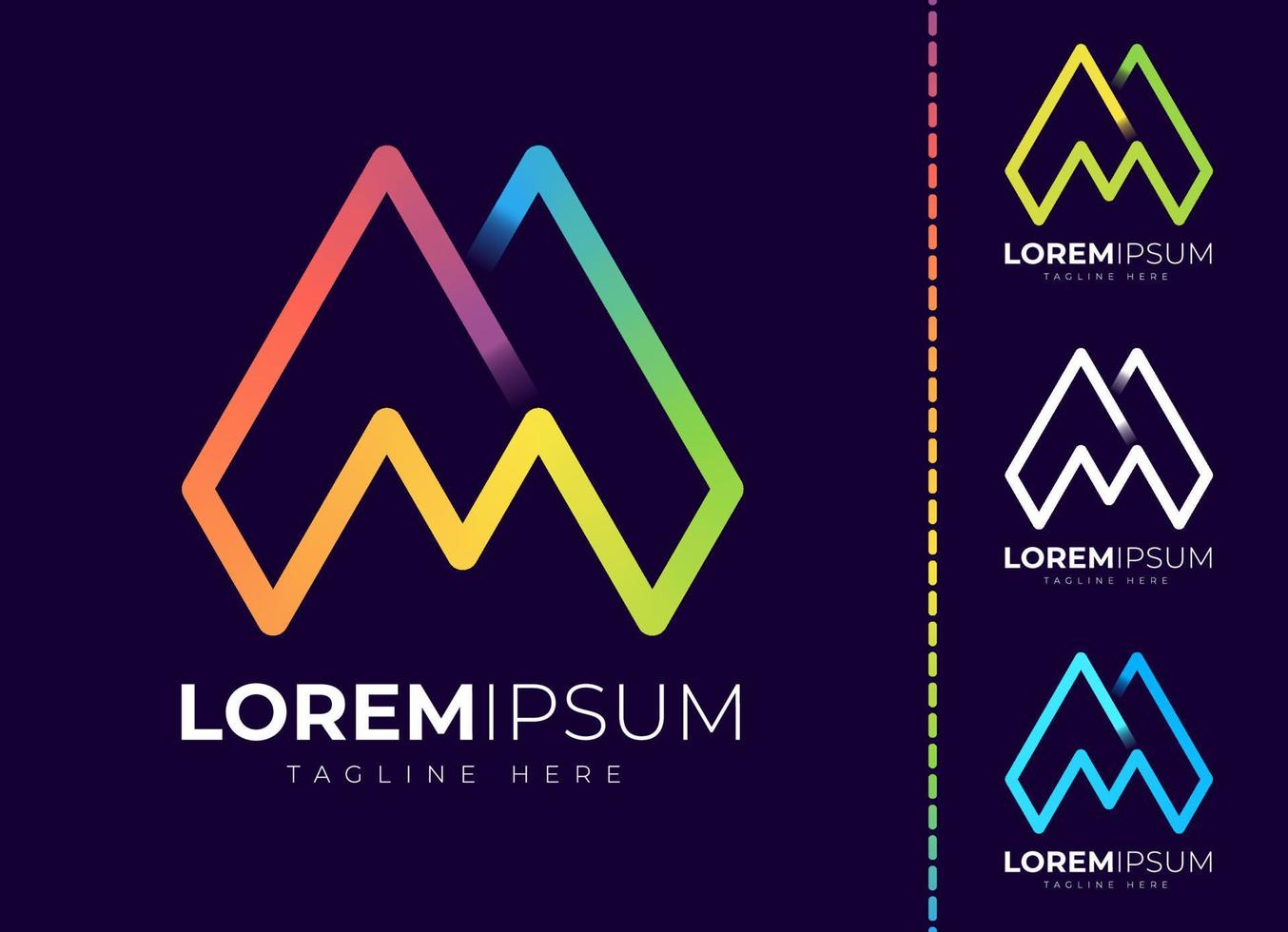 lettera m logo design modello. creativo moderno di moda m tipografia e colorato pendenza. vettore