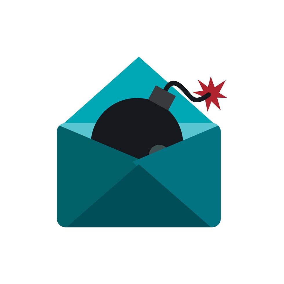 pirateria e-mail icona, piatto stile vettore