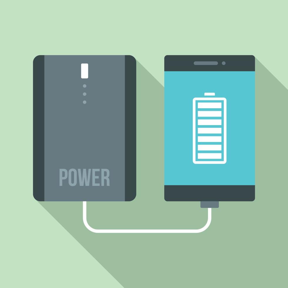 energia banca ricarica smartphone icona, piatto stile vettore