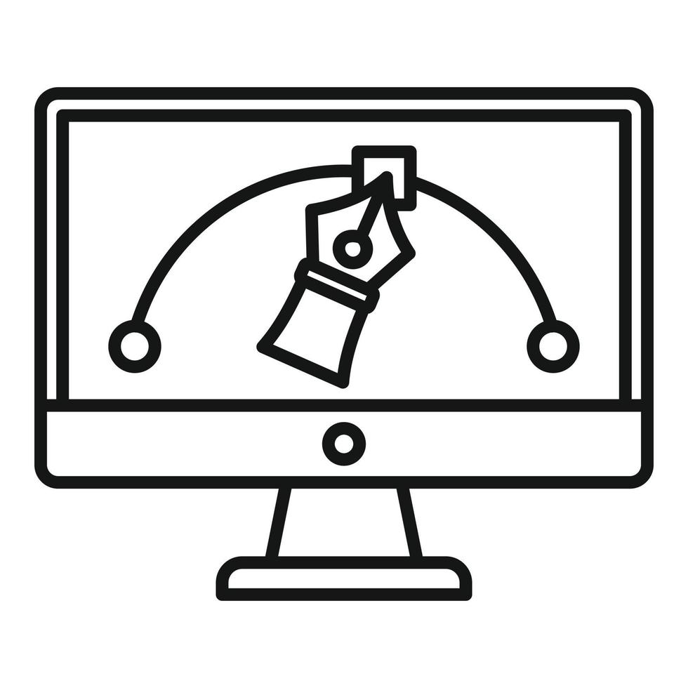 architetto disegnare computer icona, schema stile vettore