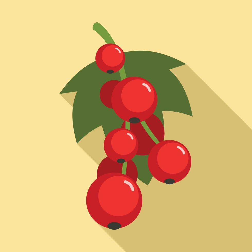 rosso ribes frutti di bosco icona, piatto stile vettore