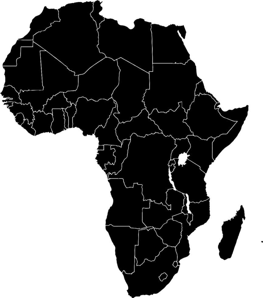 nero colorato Africa schema carta geografica. politico africano carta geografica. vettore illustrazione
