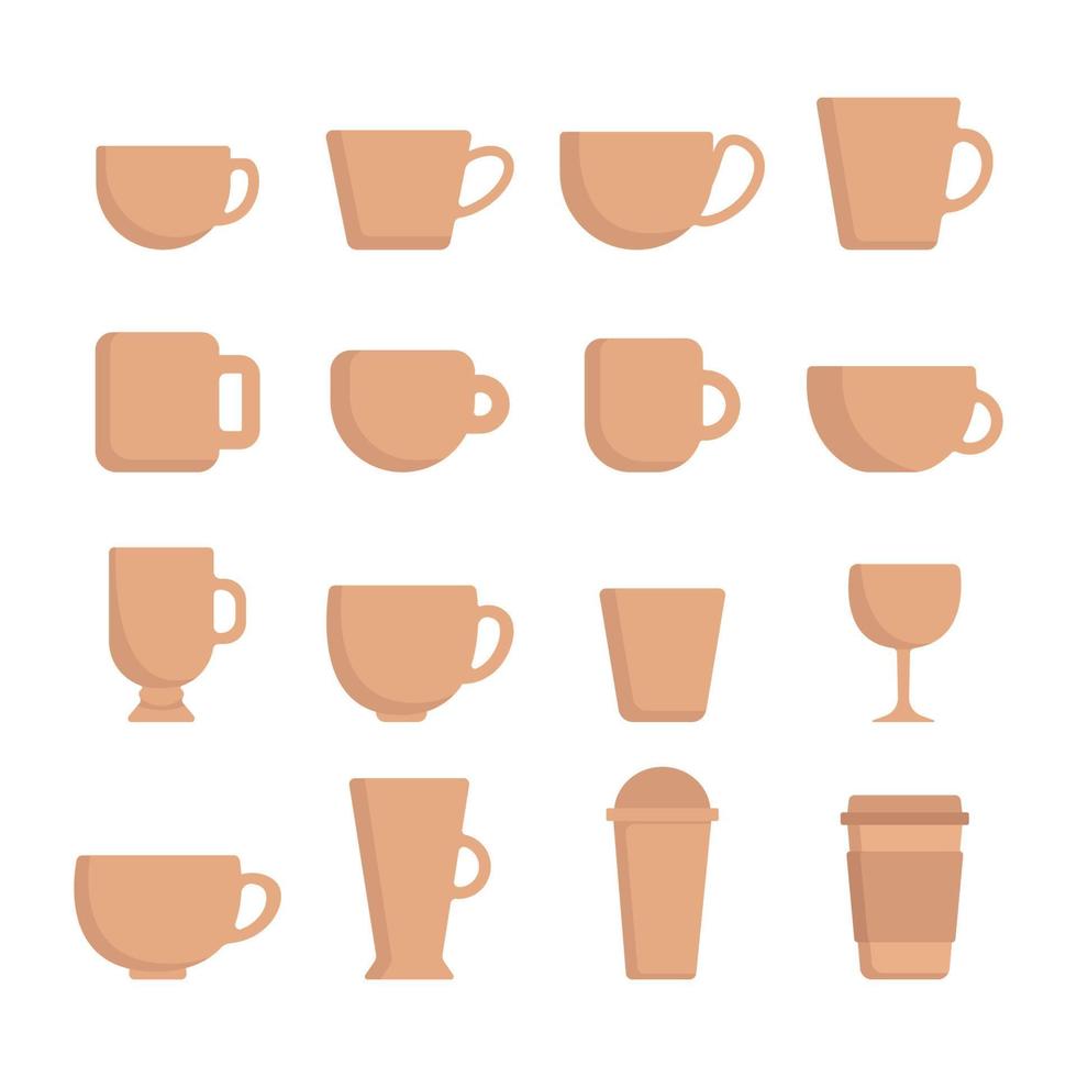 semplice impostato di caffè e tè relazionato vettore icone. impostato di caffè tazze icona.