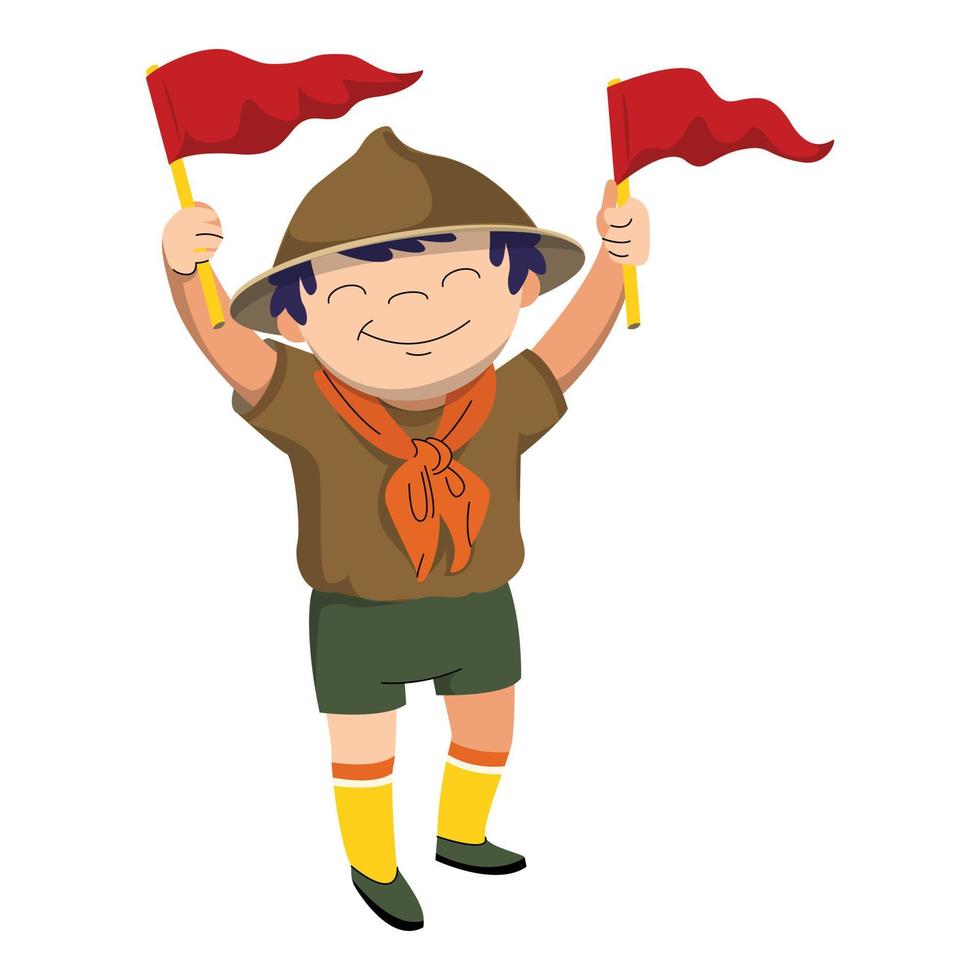 esploratore rosso bandiere icona, cartone animato stile vettore