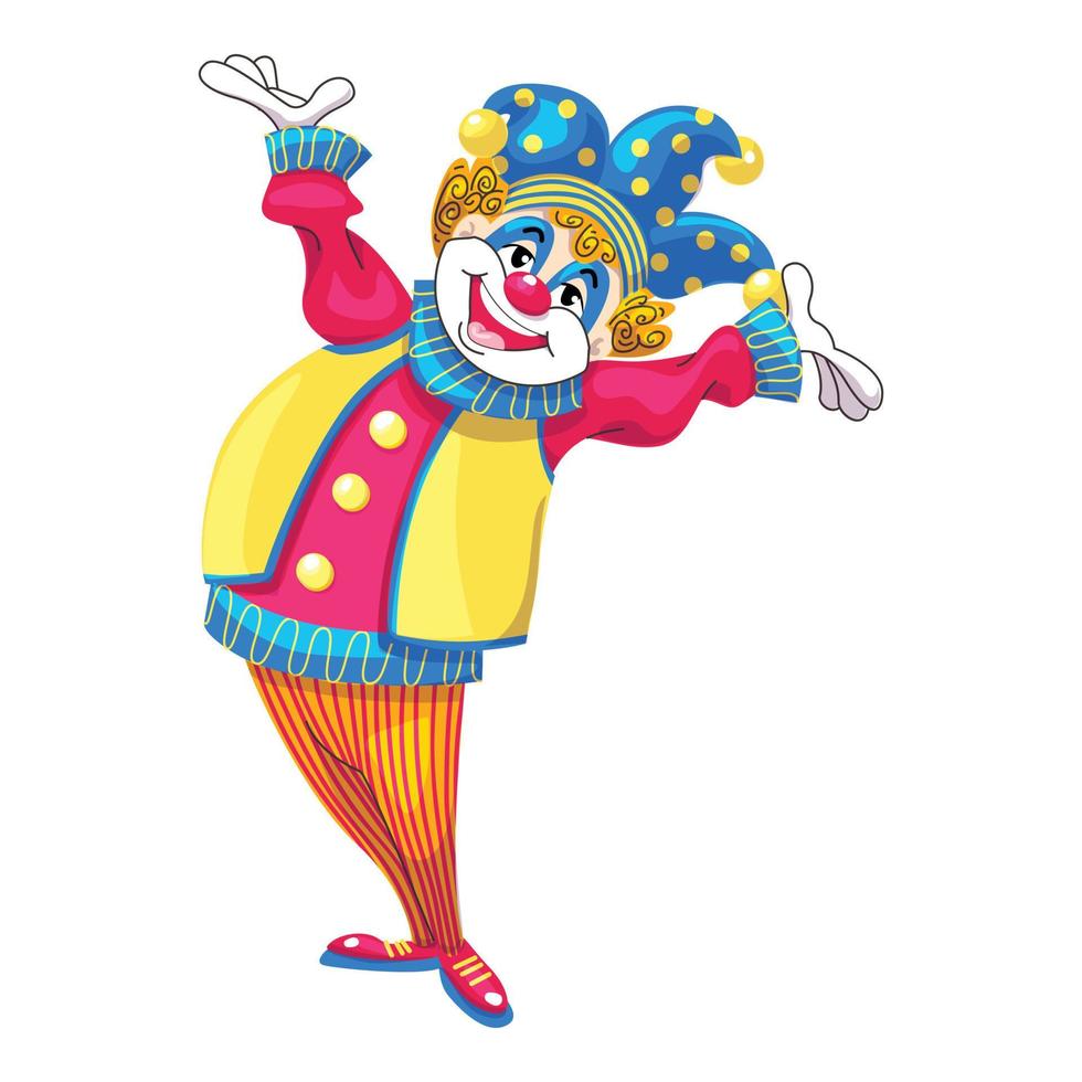 contento clown icona, cartone animato stile vettore