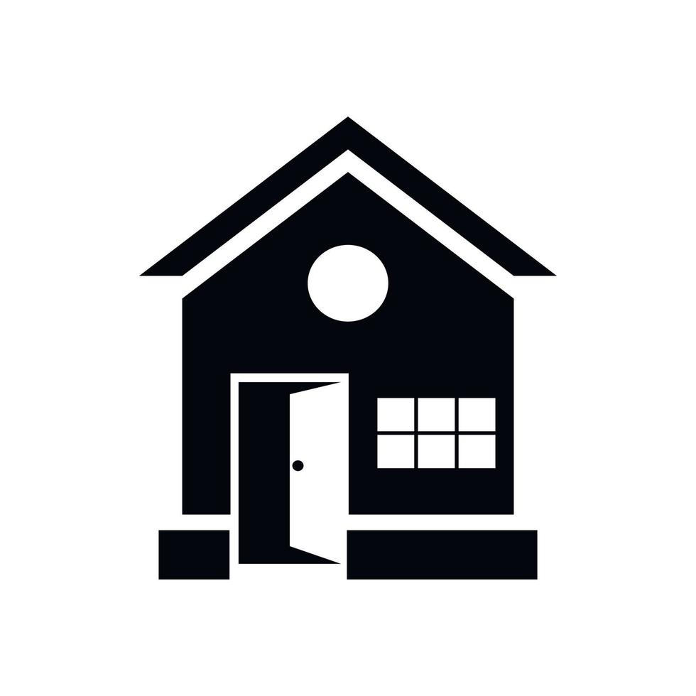 Casa con Aperto porta icona, semplice stile vettore