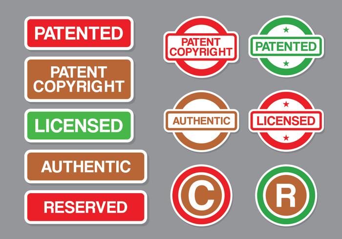 Pacchetto di vettore del timbro di copyright e brevetto