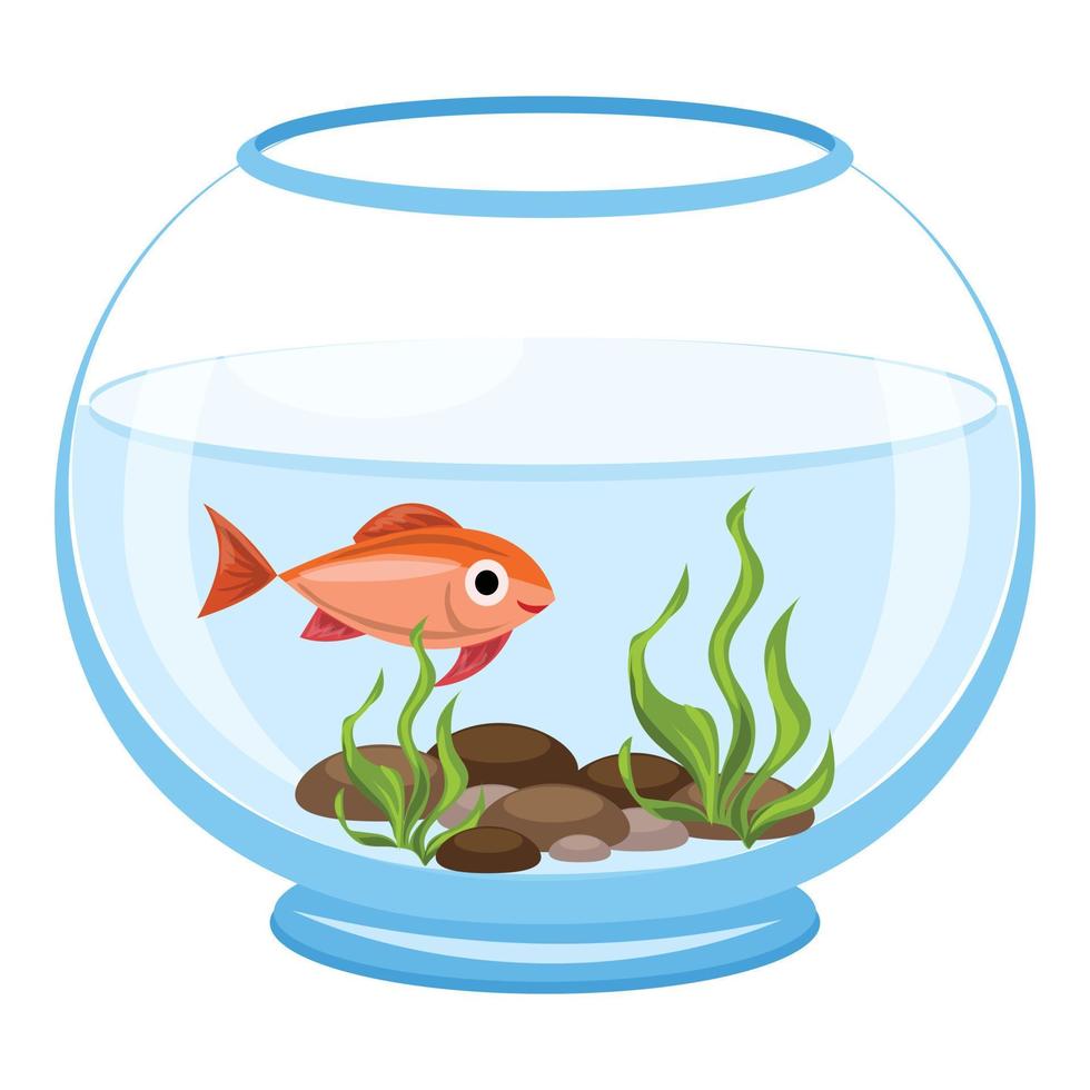 acquario alghe pesce icona, cartone animato stile vettore