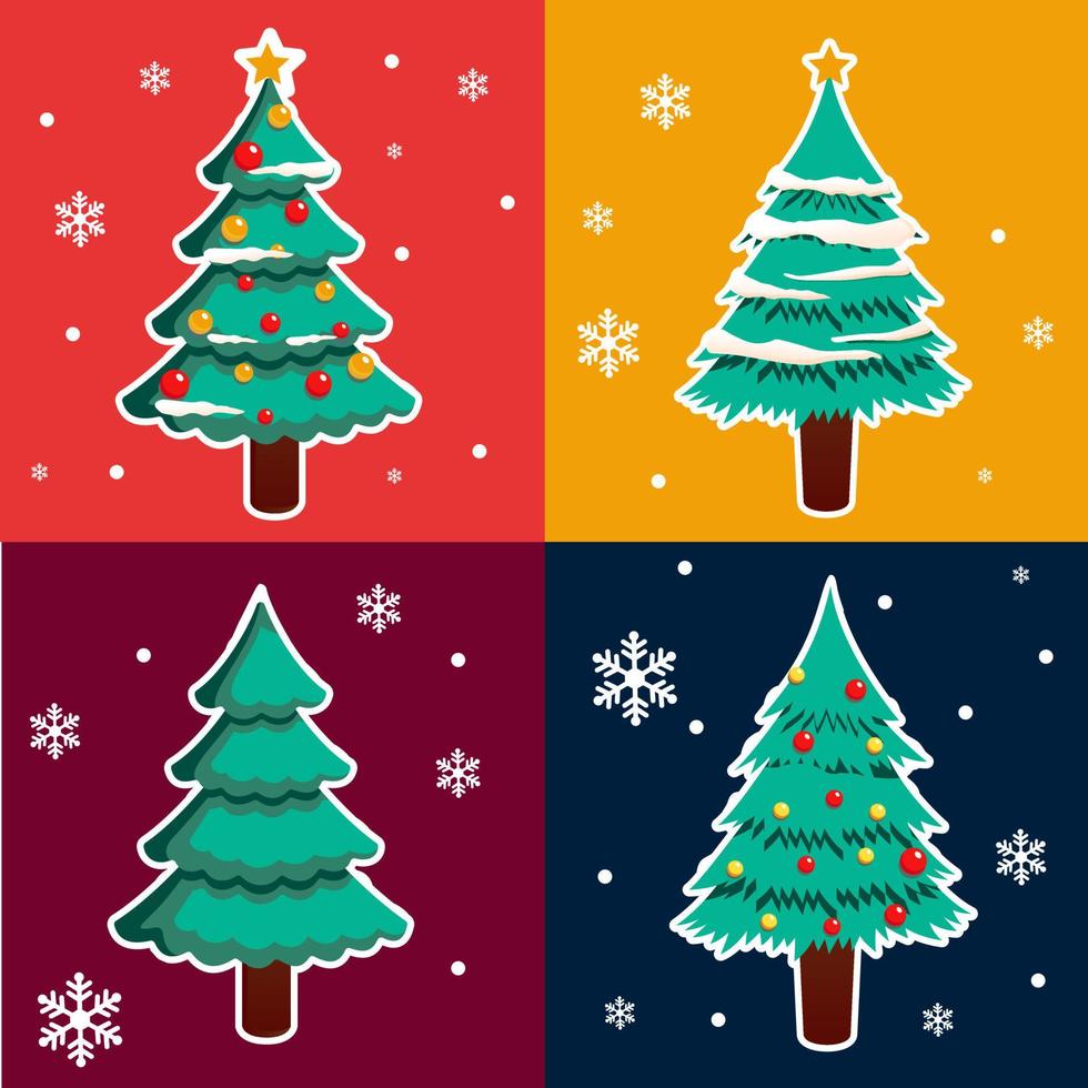 Natale albero con vario articolo per elemento arredamento e design vettore illustrazione