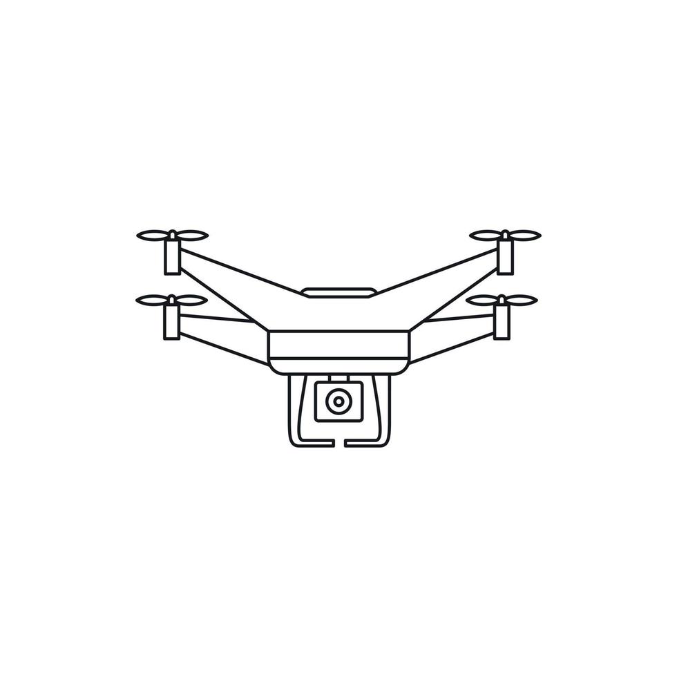 quadcopter fuco con telecamera icona, schema stile vettore