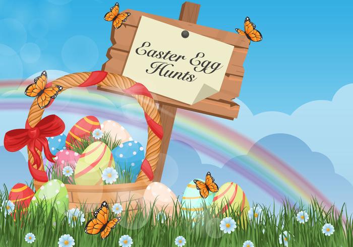 Sfondo di caccia alle uova di Pasqua vettore