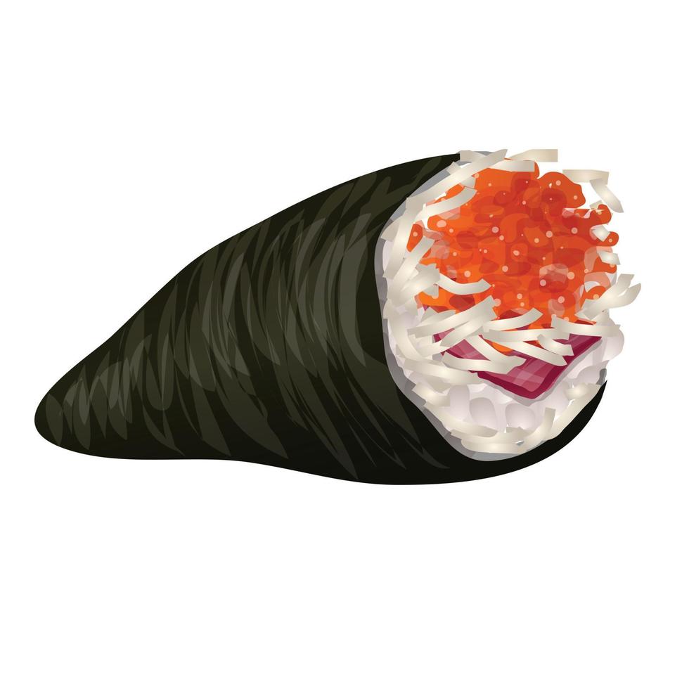 Giappone Sushi rotolo icona, cartone animato stile vettore