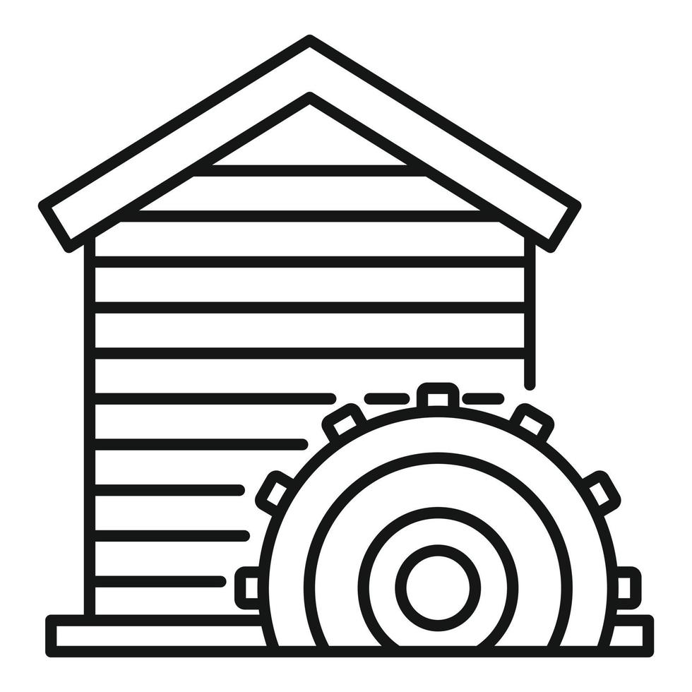 costruzione acqua mulino icona, schema stile vettore