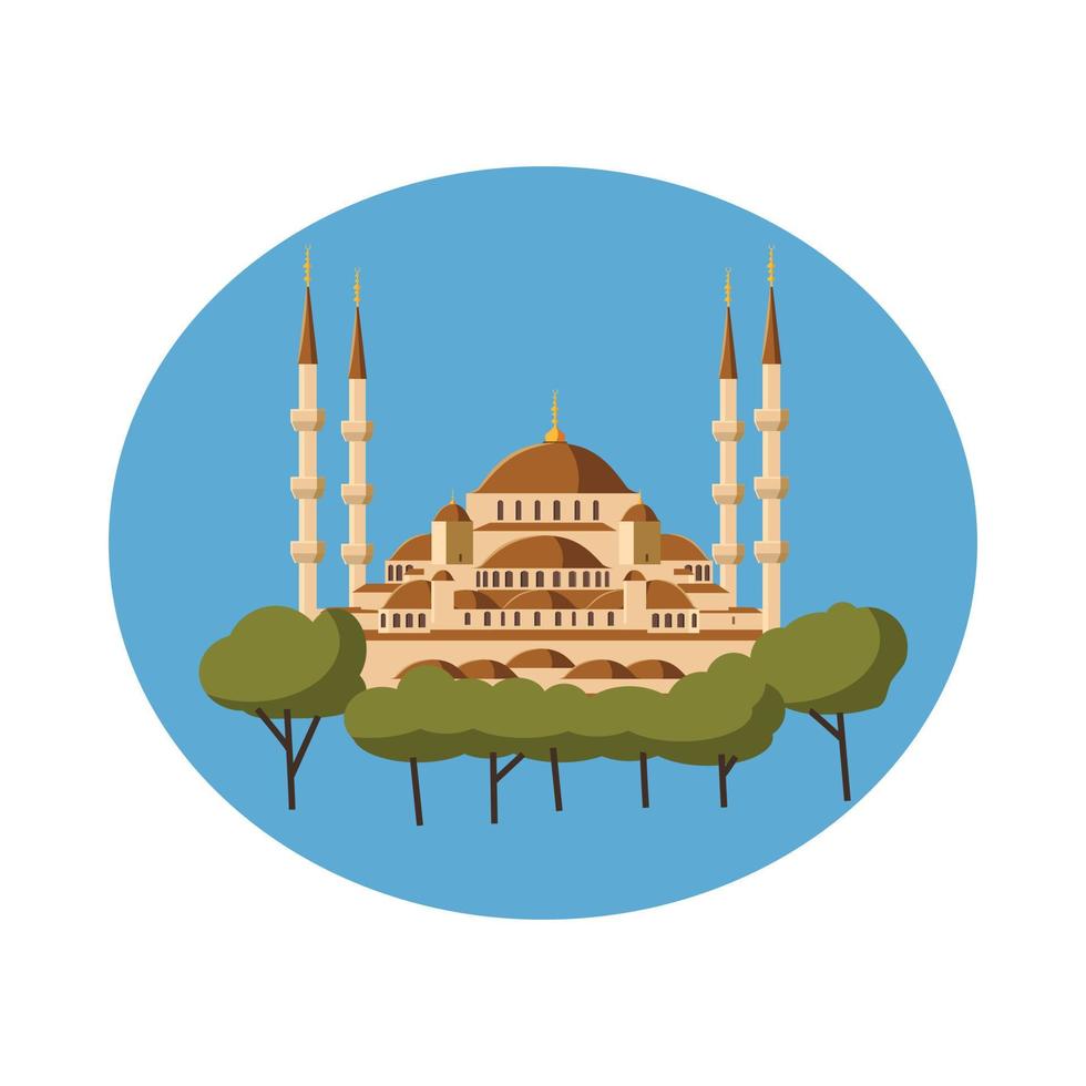 moschea icona nel cartone animato stile vettore