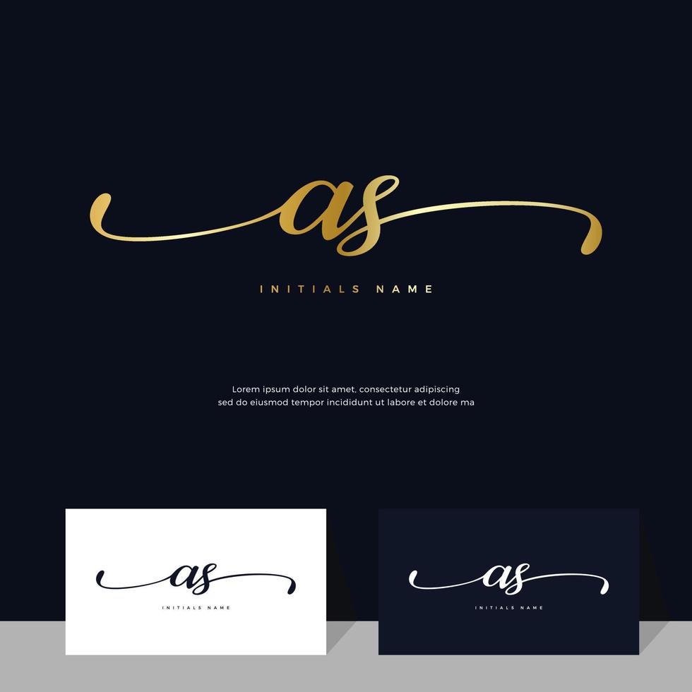 grafia iniziale di lettera come un' S femminile e bellezza logo design su oro colore. vettore