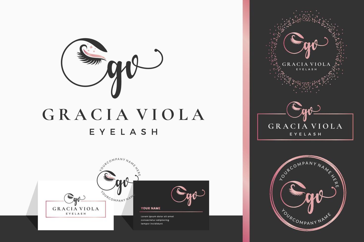 iniziale lettera gv g sferza sopracciglio ciglia ciglio estensione logo design collezione per il branding vettore