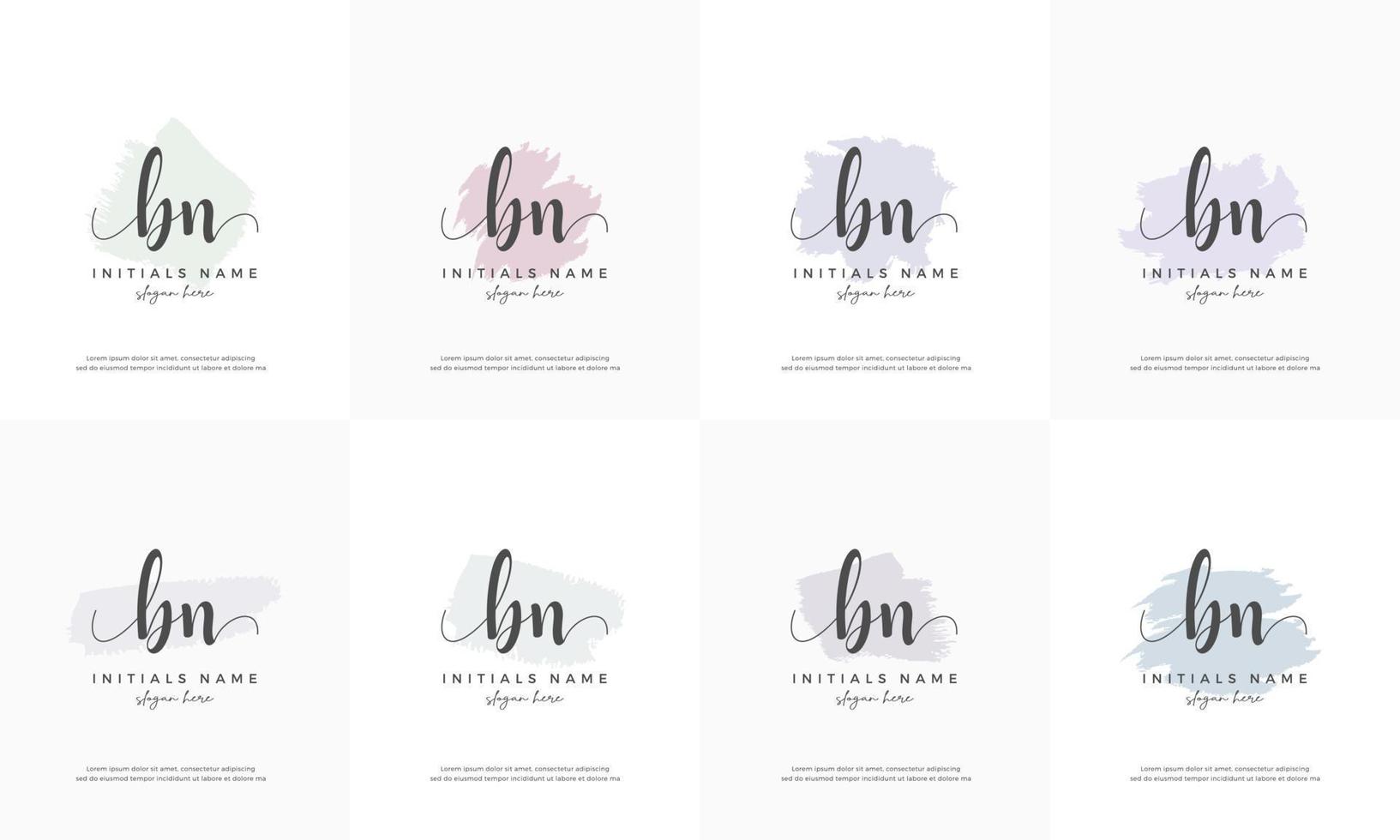 femminile impostato lettera bn B n iniziale grafia logo design vettore