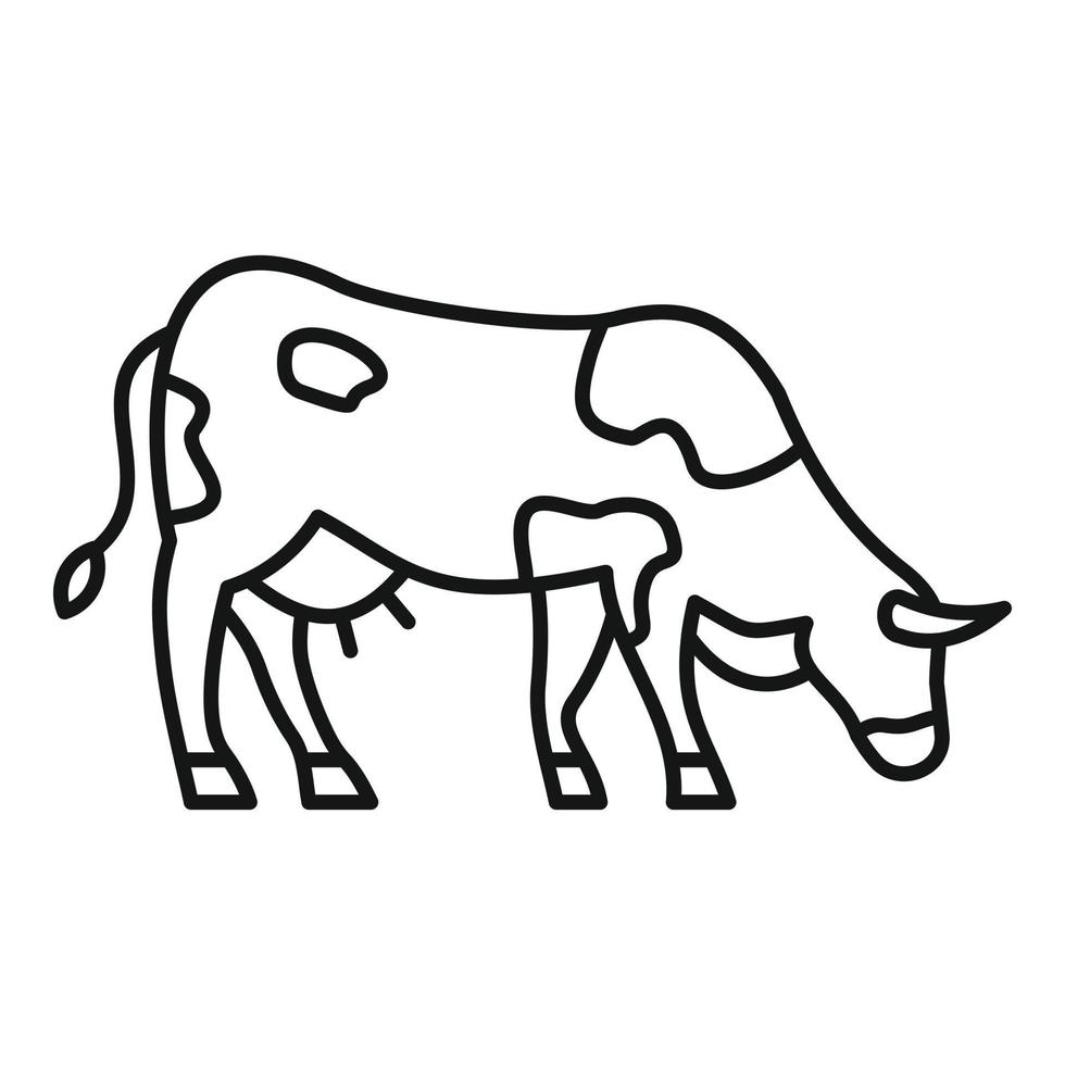 azienda agricola mucca icona, schema stile vettore