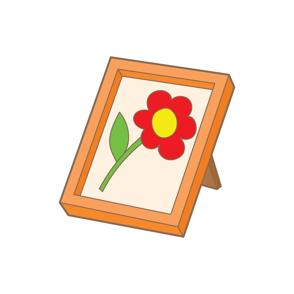 immagine telaio con fiore icona, cartone animato stile vettore