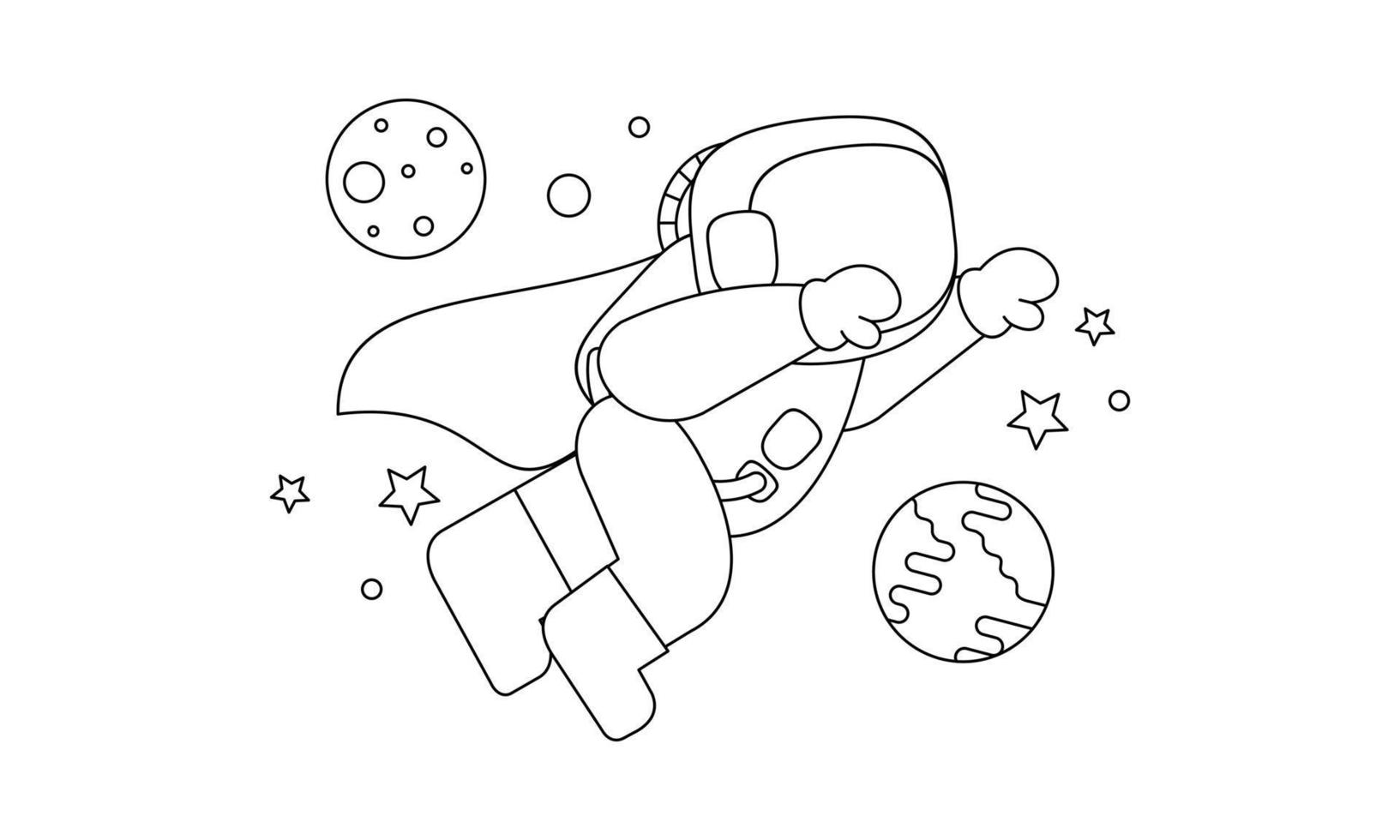 carino astronauta sullo spazio libro da colorare illustrazione vettore