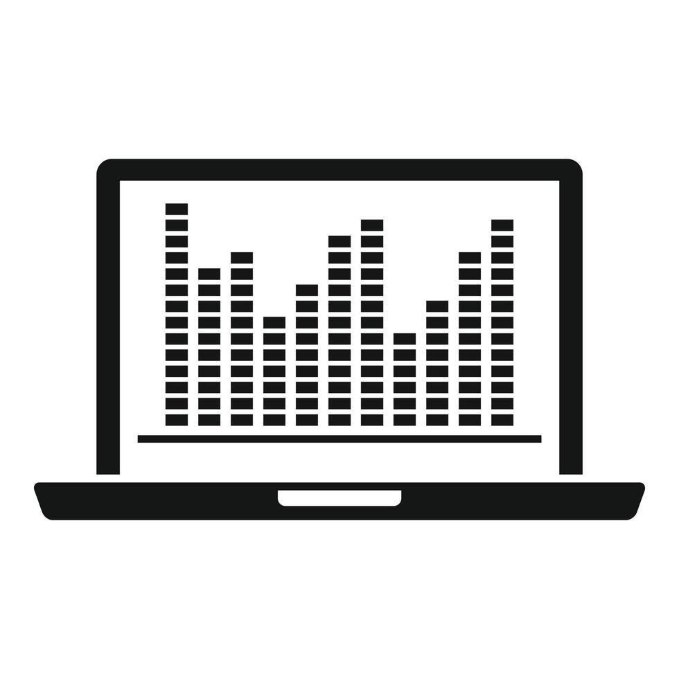 il computer portatile musica equalizzatore icona, semplice stile vettore