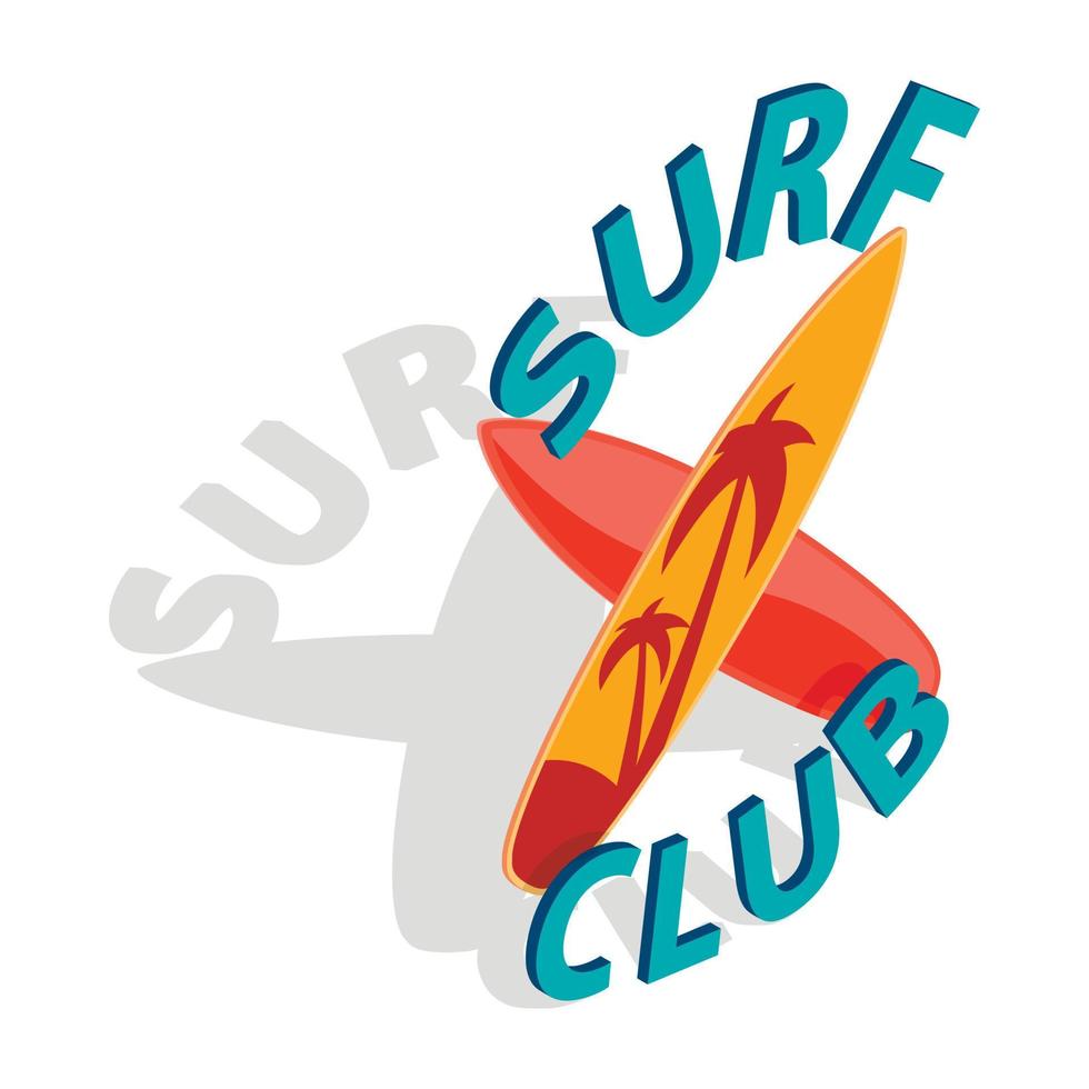 Surf club icona, isometrico 3d stile vettore