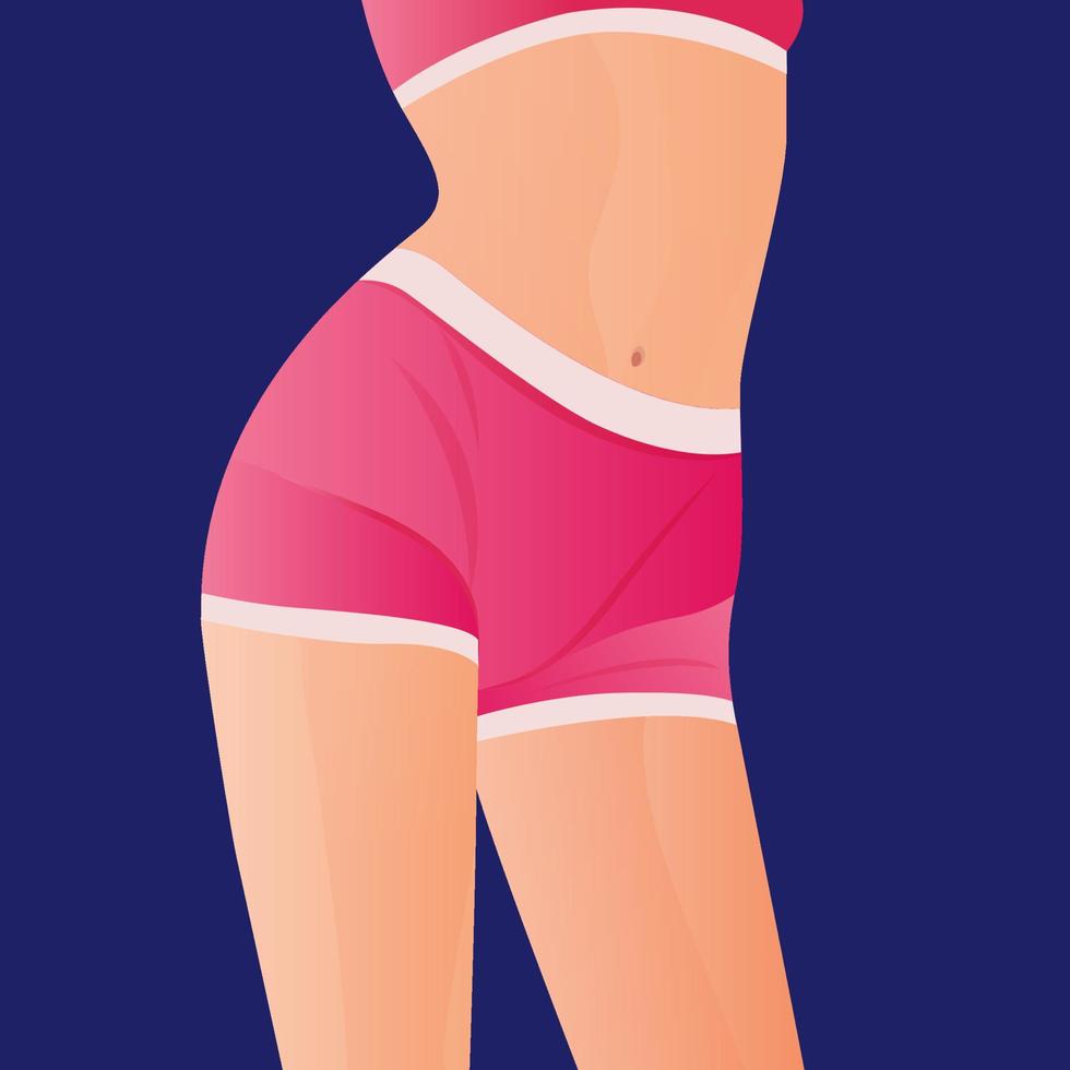 Perfetto sottile tonica giovane di il donne. sportivo donne nel abbigliamento sportivo, pantaloncini culo icona per mobile app, sottile corpo. vettore