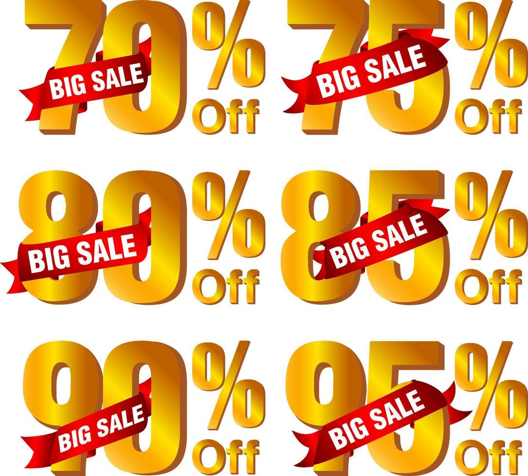 sconto percentuale etichetta vendita promozione oro numero vettore impostato 03